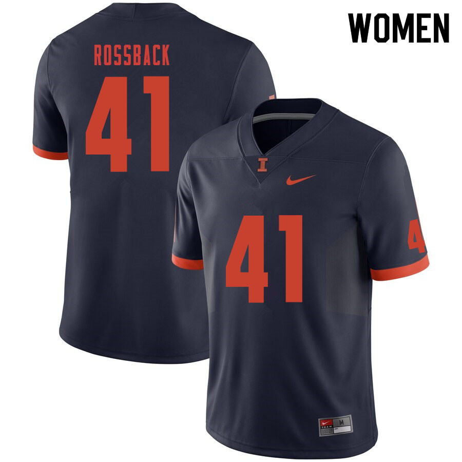 Women #41 Nolan Rossback Illinois Fighting Illini College Football Jerseys Sale-Navy